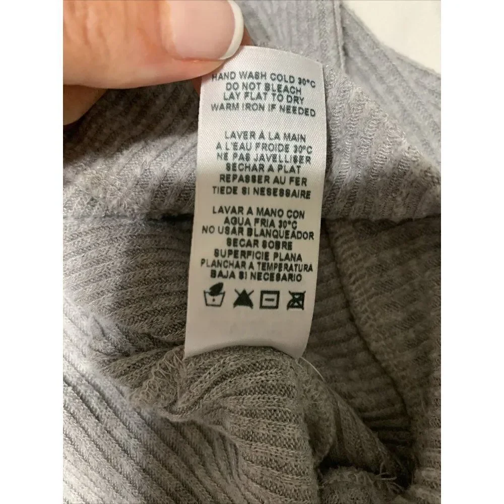sundry womens solid gray long sleeve oversized sweater top 1 small